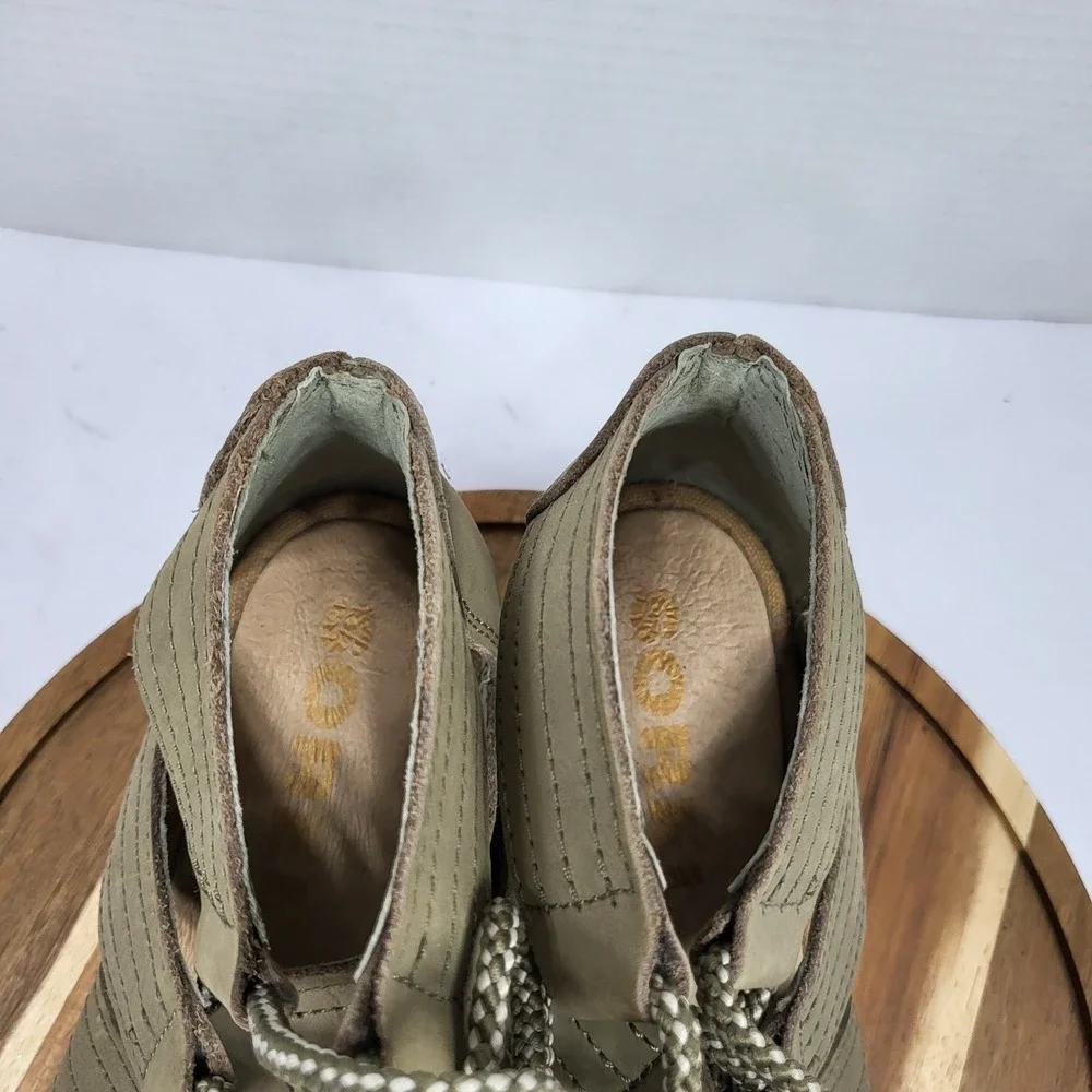 Sorel Joanie II Lace Wedge Sandals Women 6.5 Sage Green Excellent NL3223-365